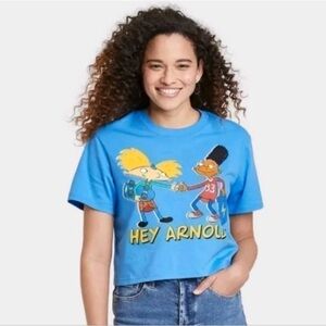 NWT Nickelodeon Hey Arnold Blue Crop